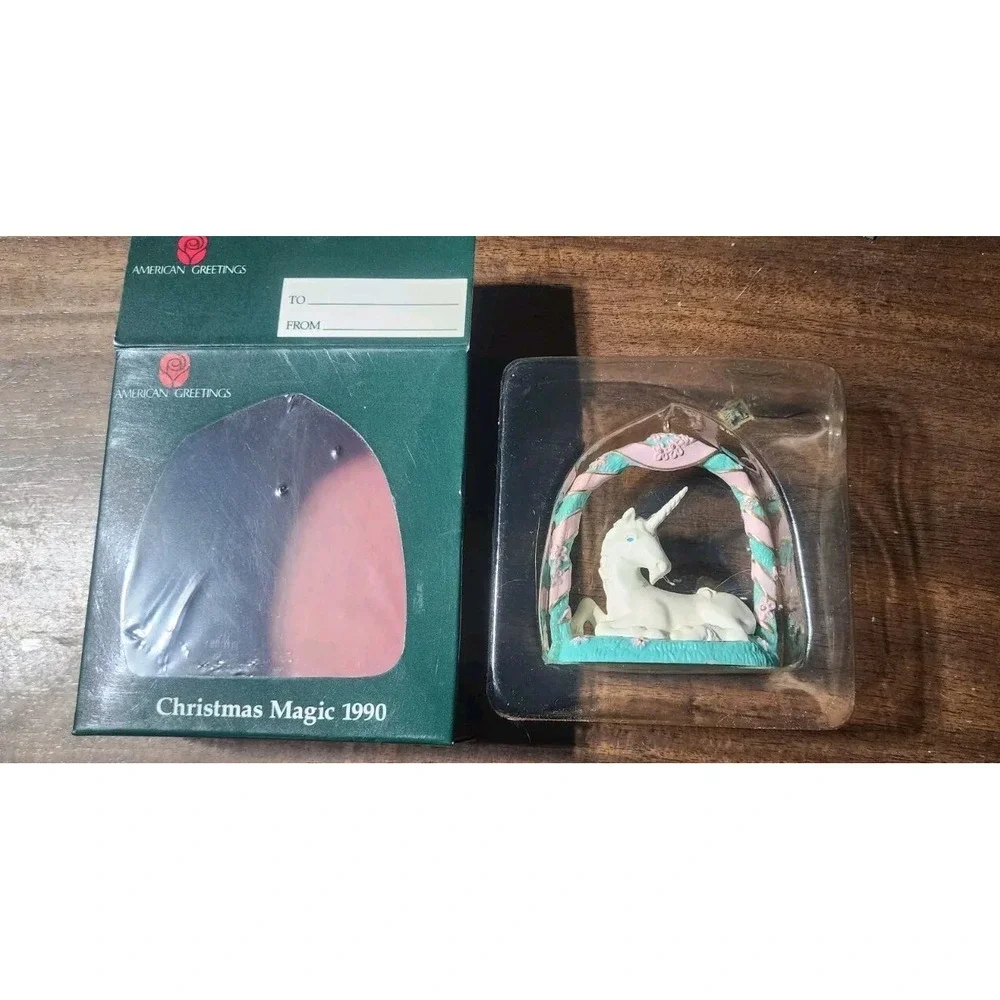 1990 RETIRED American greetings Porcelain Unicorn Ornament New Old Stock,‎ Rare